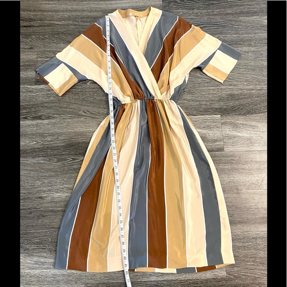 Vintage striped wrap front midi dress - Picture 9 of 13